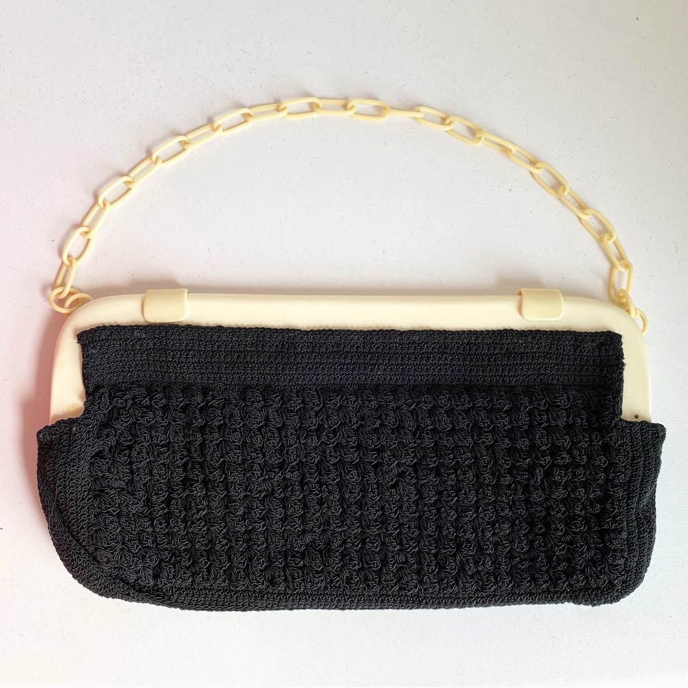 Vintage Crochet Plastic Frame Handbag Purse